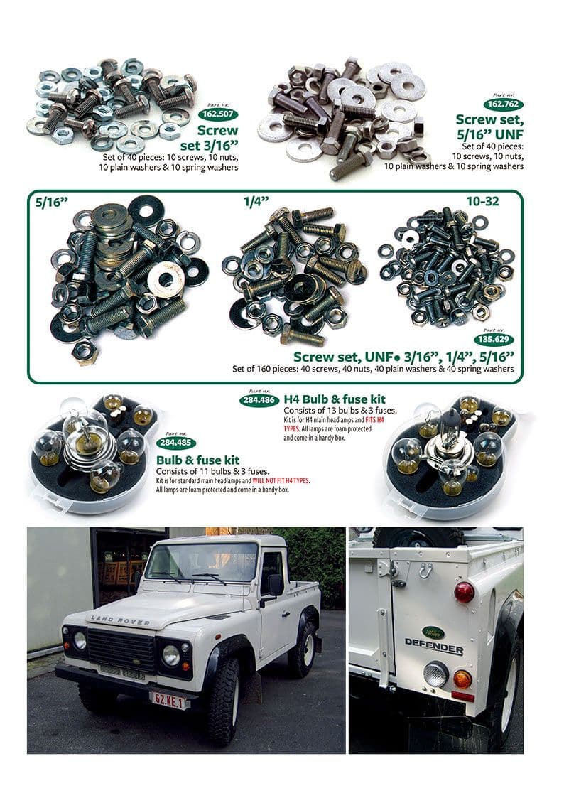 Screw & bulb kits - Officina e Attrezzi - Manutenzione e Deposito - Land Rover Defender 90-110 1984-2006 - Screw & bulb kits - 1
