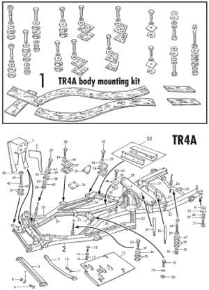 Moottorin kiinnikkeet - Triumph TR2-3-3A-4-4A 1953-1967 - Triumph varaosat - TR4A chassis