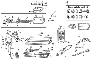 Pääsylinteri & jarrutehostin - Austin-Healey Sprite 1958-1964 - Austin-Healey varaosat - Brake pump & pedals