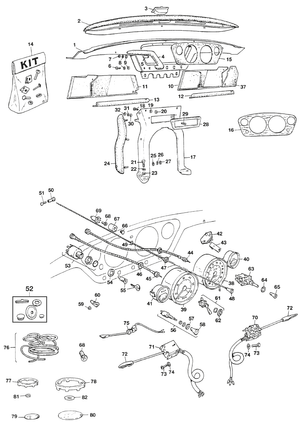 Accelerateur & contrôle moteur - Triumph Spitfire MKI-III, 4, 1500 1962-1980 - Triumph pièces détachées - Dash instruments MKI, II, III