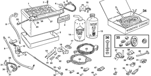 Akku, startti & laturit - MG Midget 1958-1964 - MG varaosat - Battery and wiring