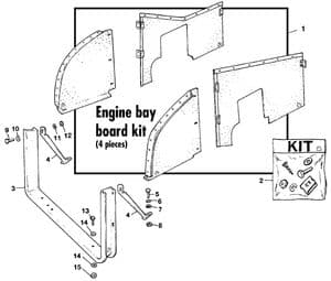 External engine - Triumph Spitfire MKI-III, 4, 1500 1962-1980 - Triumph spare parts - Valance board