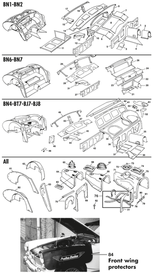 Body rubbers - Austin Healey 100-4/6 & 3000 1953-1968 - Austin-Healey spare parts - Body rear