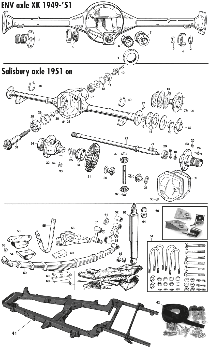 Jaguar XK120-140-150 1949-1961 - Axles & axle parts - Rear axle & suspension - 1
