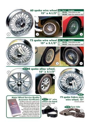 Roue à rayons & fixations - MGA 1955-1962 - MG pièces détachées - Wire & alloy wheels