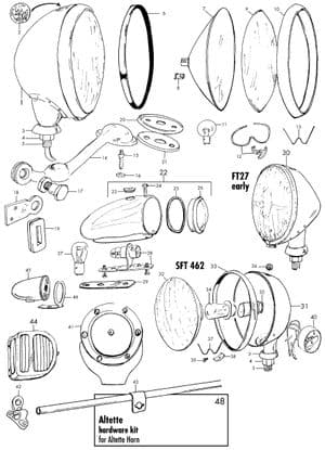 Body fittings - MGTC 1945-1949 - MG spare parts - Lamps