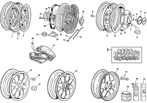Roue tôle & fixations - Triumph TR5-250-6 1967-'76 - Triumph pièces détachées - Wheels