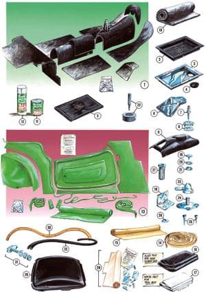 Body rubbers - MGTD-TF 1949-1955 - MG spare parts - Carpets & panels