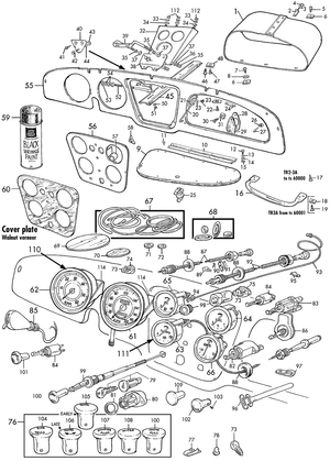 Dashboard & components - Triumph TR2-3-3A-4-4A 1953-1967 - Triumph spare parts - TR2-3A instruments & switches