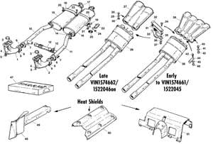 Exhaust system + mountings 12 cyl - Jaguar E-type 3.8 - 4.2 - 5.3 V12 1961-1974 - Jaguar-Daimler spare parts - Exhaust