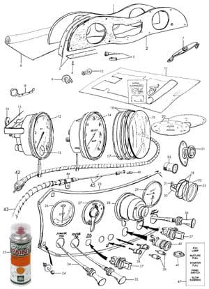 Dashboard & components - MGTC 1945-1949 - MG spare parts - Dashboard & instruments