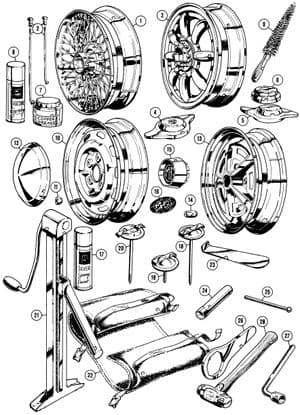 Roue à rayons & fixations - MGC 1967-1969 - MG pièces détachées - Wheels