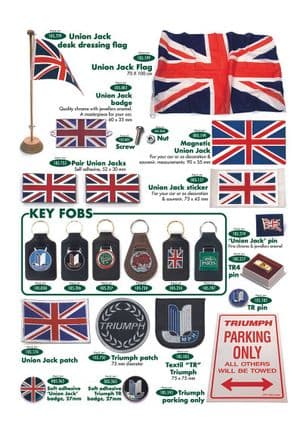 Stickers & enamel plates - Triumph TR2-3-3A-4-4A 1953-1967 - Triumph spare parts - Union Jack, Key fobs etc.