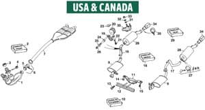 Exhaust system + mountings 6 cyl - Jaguar XJS - Jaguar-Daimler spare parts - Exhaust 4.0 USA