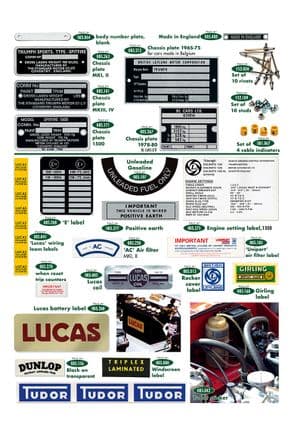 Decals & badges - Triumph Spitfire MKI-III, 4, 1500 1962-1980 - Triumph spare parts - Plates and labels