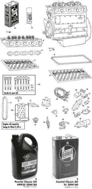 Most important parts - Austin Healey 100-4/6 & 3000 1953-1968 - Austin-Healey spare parts - Most important parts 4 cyl