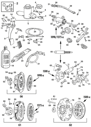 Frizioni - Austin-Healey Sprite 1964-80 - Austin-Healey ricambi - Clutch components