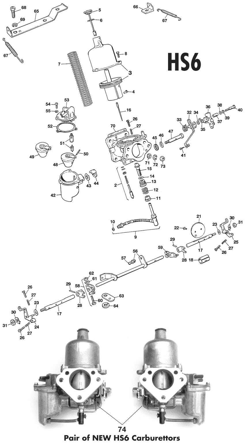 Austin Healey 100-4/6 & 3000 1953-1968 - Carburettors & Parts - HS6 carburettors - 1