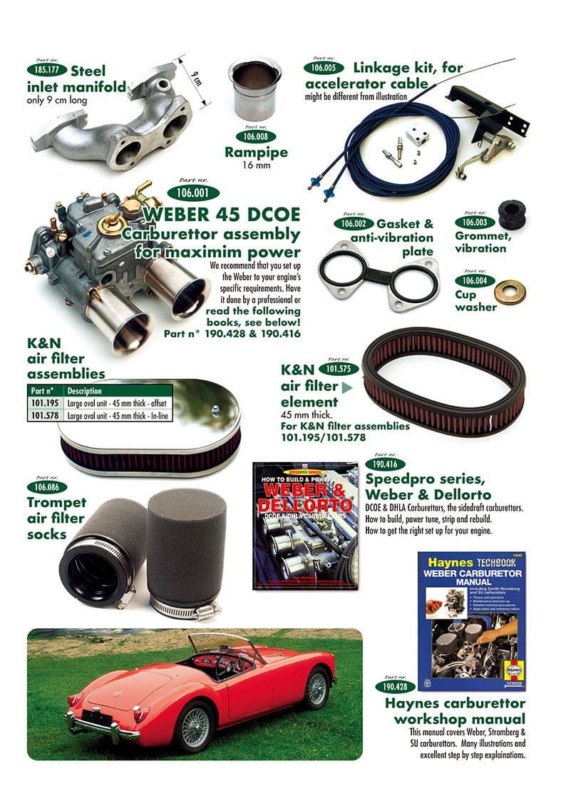 Weber carburettor & parts - Engine tuning - Accesories & tuning - MGA 1955-1962 - Weber carburettor & parts - 1
